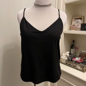Socialite Black Ribbed Tank